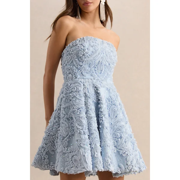 Zosia | Mini-robe bandeau en maille bleue
