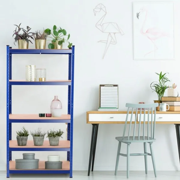 Étagère de Rangement 90x40x180CM avec 5 Tablettes Chaque Charge 175KG en Métal et Bois