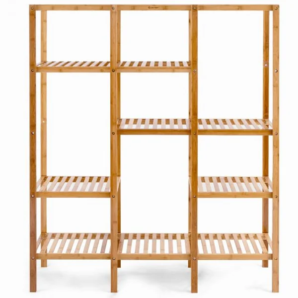 Étagère de Rangement Bibliothèque à 5 Niveaux Sur Pied Rangement pour Plantes et Livres en Bambou115x32x140cm Naturel