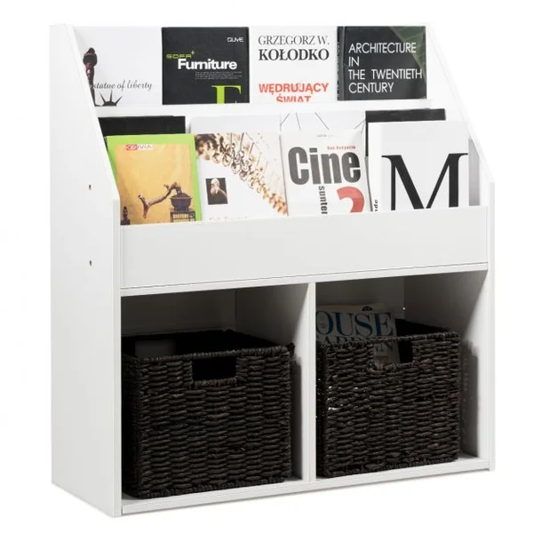 Étagère de Rangement de Jouets pour Enfants avec 3 Compartiments et 2 Cubes Ouverts en Bois 73 X 30 X 80cm Blanc