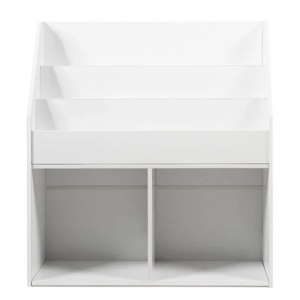 Étagère de Rangement de Jouets pour Enfants avec 3 Compartiments et 2 Cubes Ouverts en Bois 73 X 30 X 80cm Blanc
