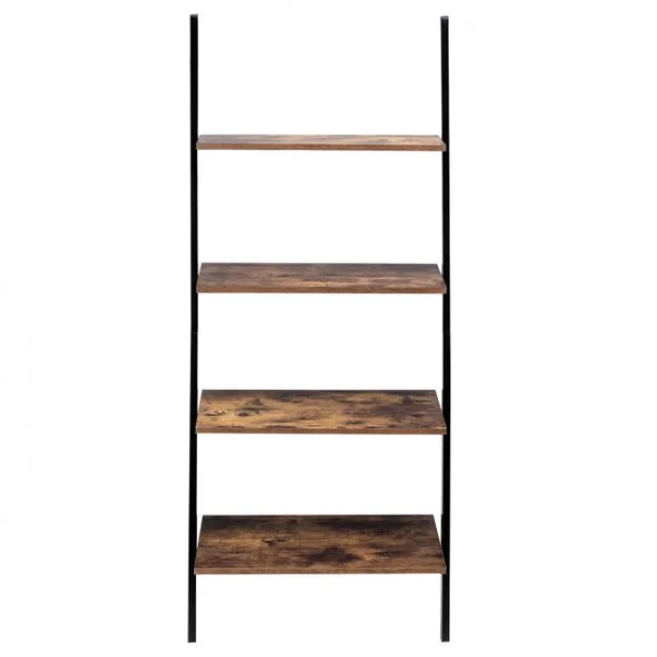 Étagère Echelle Bibliothèque Murale à 4 niveaux 64x35x150cm Marron rustique