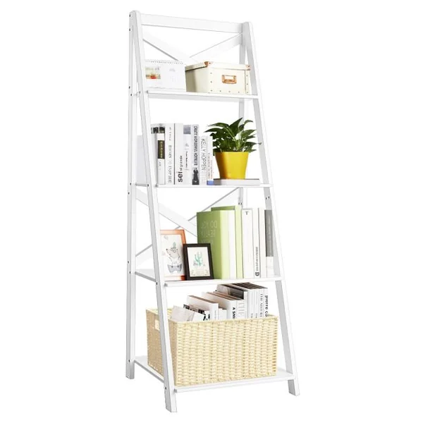 Étagère en Échelle Bibliothèque Échelle de Style Moderne avec 4 Tablettes de Capacité 5kg en Mdf 51x46x143cm Noir