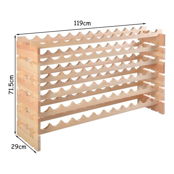 Étagère à Vin Casier à 72 Bouteilles en Bois de Pin Robuste Modulable 119 x 29 x 71,5 CM