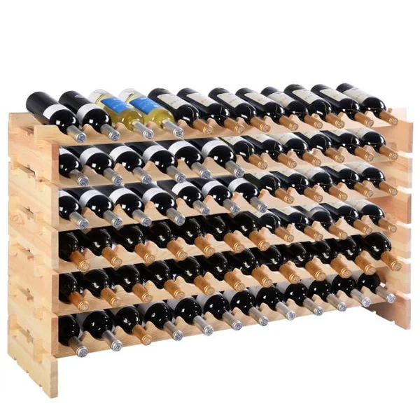 Étagère à Vin Casier à 72 Bouteilles en Bois de Pin Robuste Modulable 119 x 29 x 71,5 CM