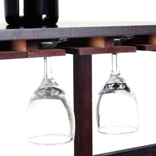 Étagère à vin Casier à vin 24 bouteilles Range bouteille avec 6 supports de verres à pied, 80 x 41 x 90.5 cm, Bordeaux