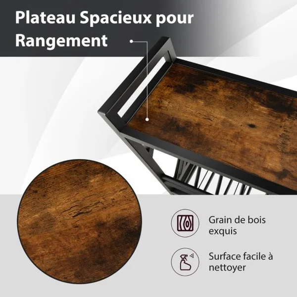 Étagère à vin Murale Industrielle pour 10 Bouteilles avec Porte-Verre à Pied Casier à Bouteilles 3 Niveaux pour Cuisine Bar