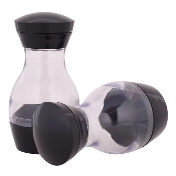 Étagère à épices 2 niveaux Carrousel à épices de cuisine 16 pots en plastique transparent, 19x28cm (DxH), Noir