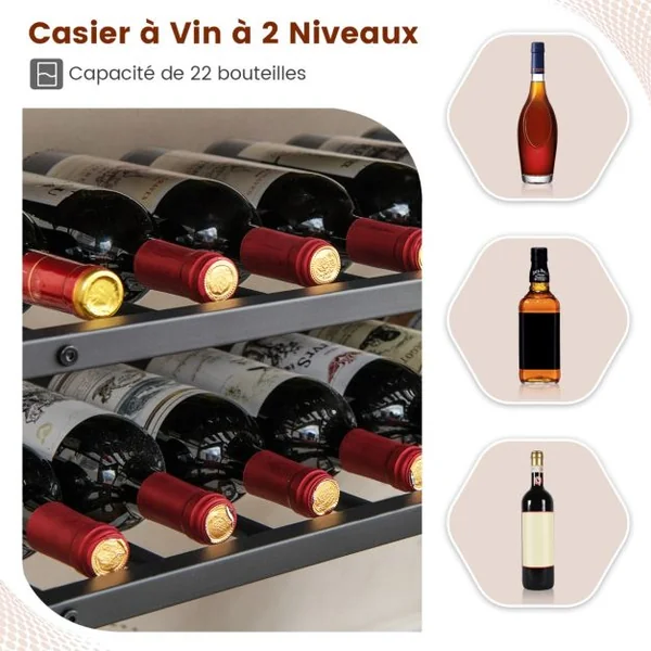 Étagère/Casier à Vin 22 Bouteilles Porte-Bouteille avec 4 Porte-Verres Style Industriel Présentoir à Vin pour Cave Cuisine